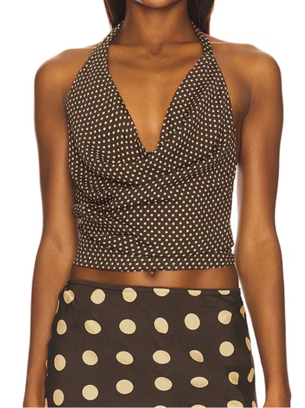 With Jean Black and Cream Polka Dot Backless Midi Dress